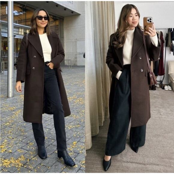 Madewell The Gianna Coat Womens 12 Brown Wool Cashmere Italian Insuluxe Fabric - Picture 2 of 15